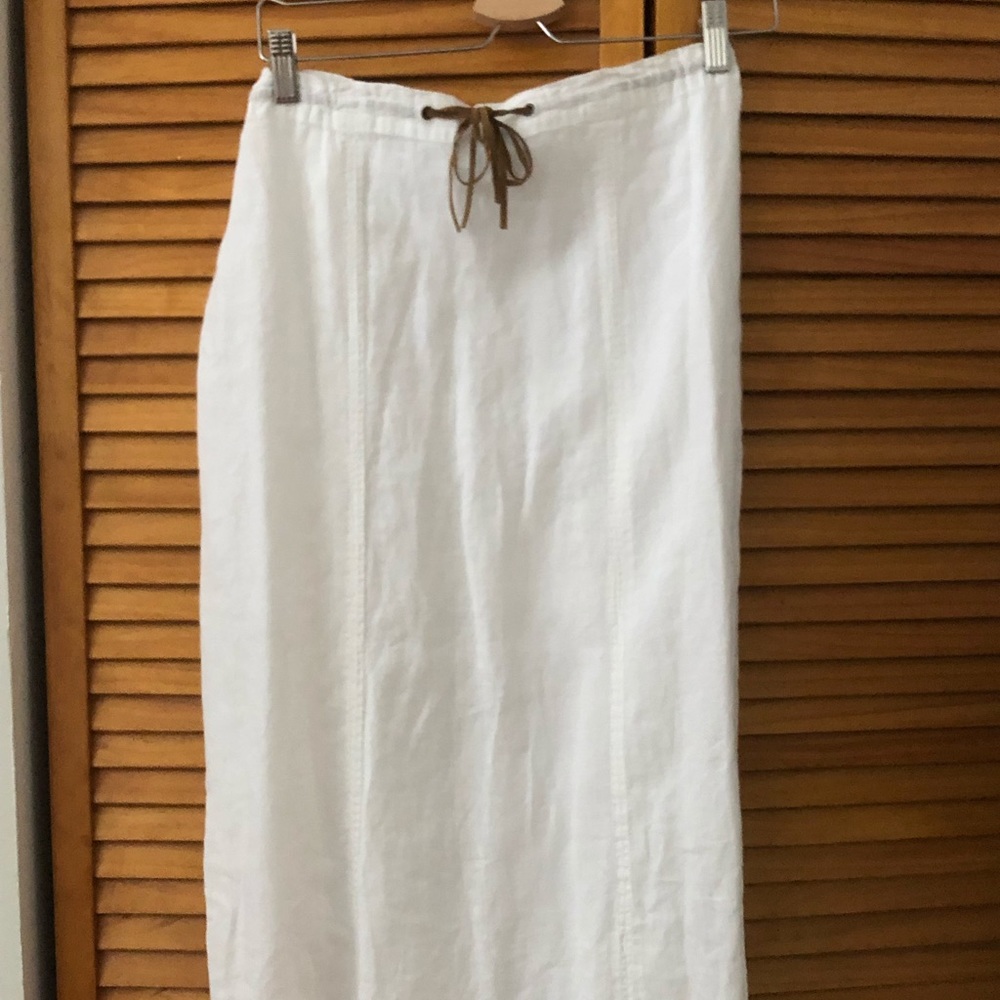 White long linen skirt